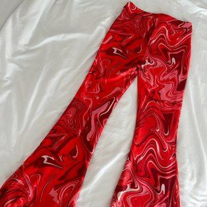 Princess Polly Red/Orange Swirl Flare Pants